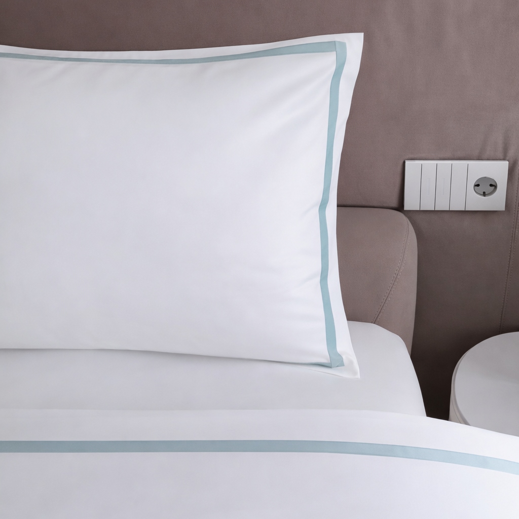 Фото Комплект постельного белья Тенсел Bono/Classic art.Ivory кант mint в интернет-магазине HP Linen